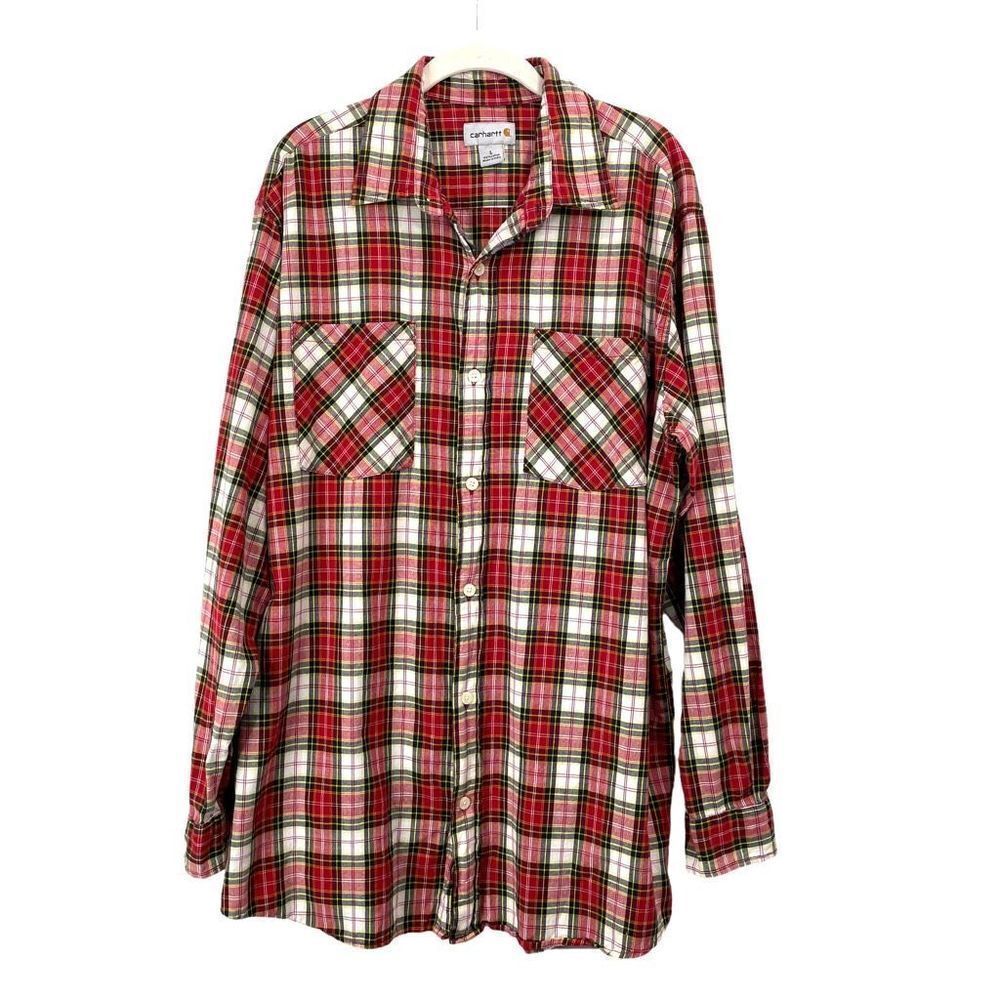 Carhartt plaid button down shirt Size L long sleeves red